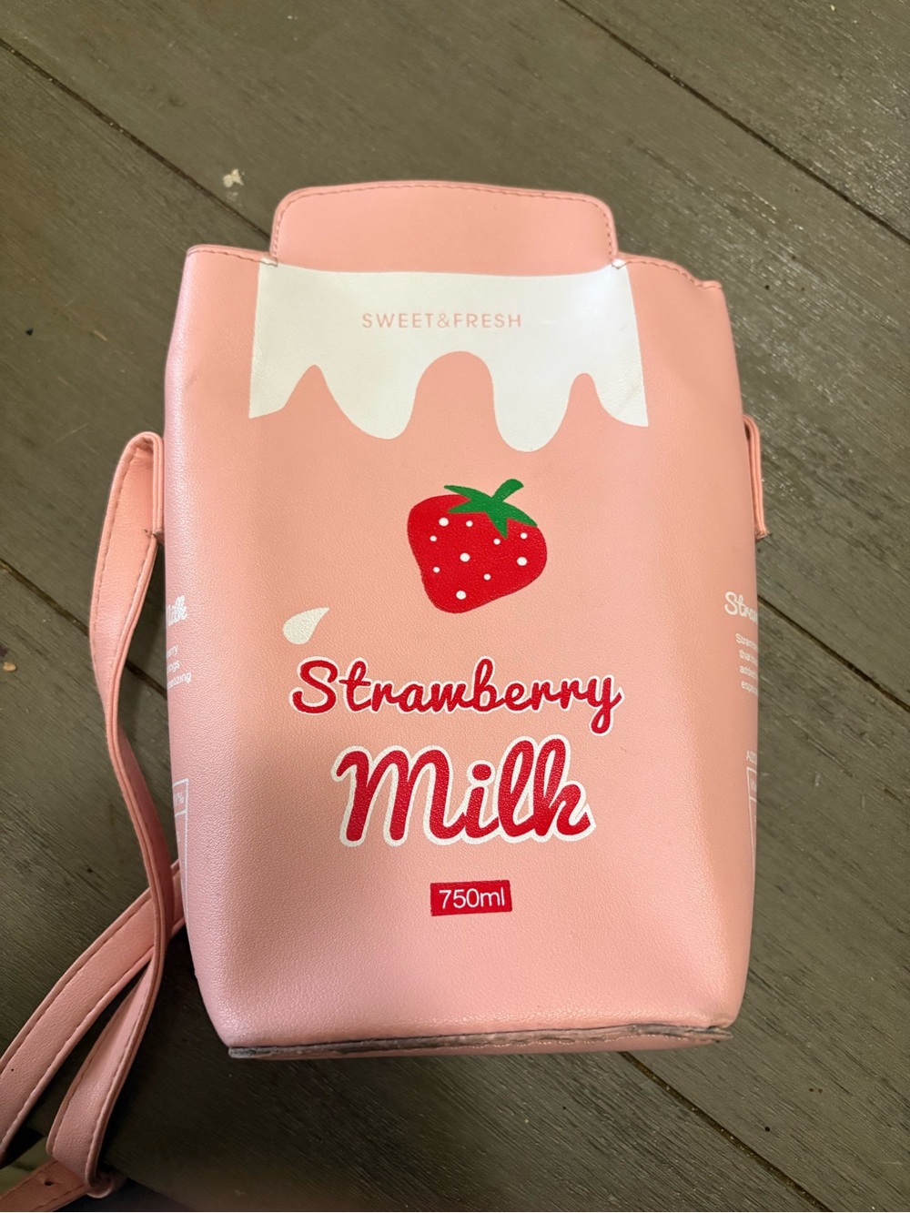Source Unknown Pink Strawberry Milk Crossbody Bag